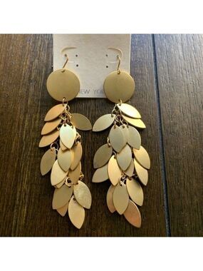 New Gold Distressed Long Metal Boho Earrings